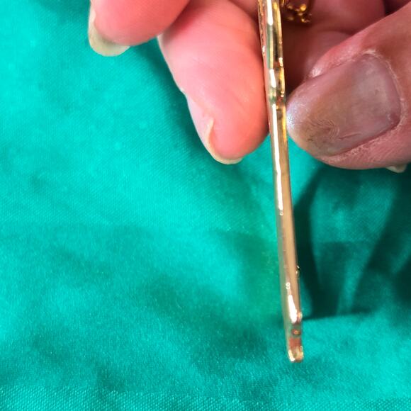 JJ Jonette Vintage Art Deco Style goldtone Double Date Brooch 1988 pin 80s prom - Picture 5 of 15